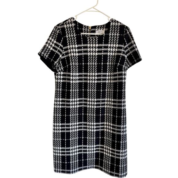 Calvin Klein Dresses & Skirts - Calvin Klein Timeless Classic Short Sleeve Black & White Plaid Pencil Dress, L